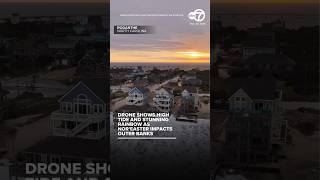 Drone shows high tide and stunning rainbow as nor'easter impacts Outer Banks