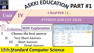 💥 12th Computer Science Chapter 13 : Python & CSV files -  Book back Answers | English Medium Part#1