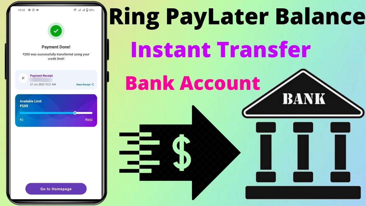 Ring PayLater Balance Instant Transfer Your Bank Account