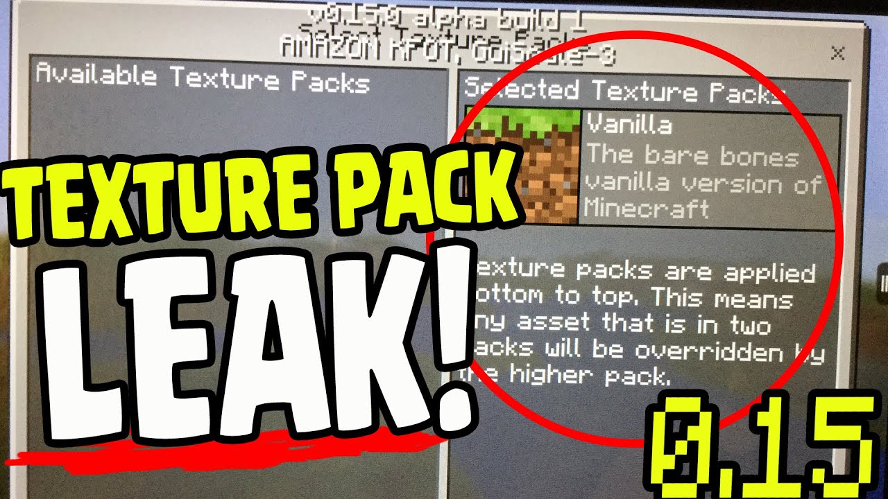 Minecraft Pocket Edition 0.15 TEXTURE PACK / RESOURCE PACK MENU