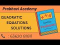 Quadratic equations Solutions 10th class 