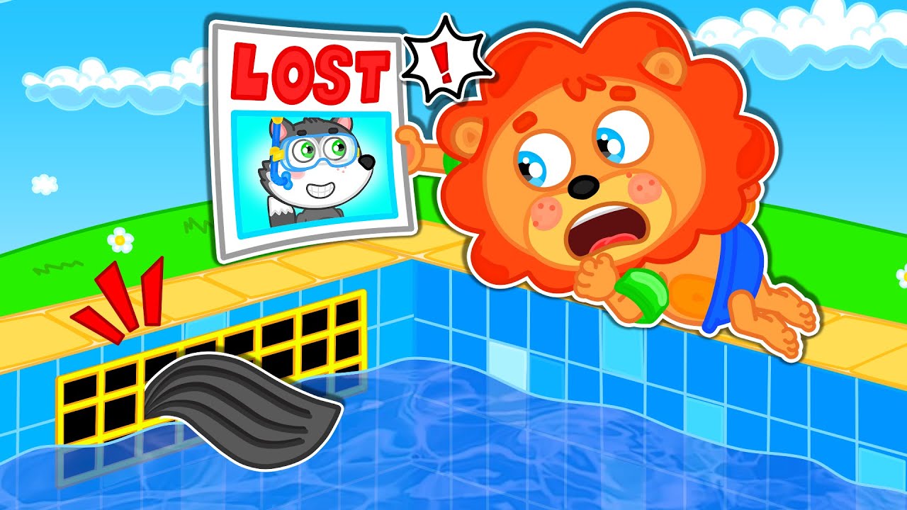 Pequeño Leon | La cola del lobo en la alberca | Dibujos animados | Video Para Niños