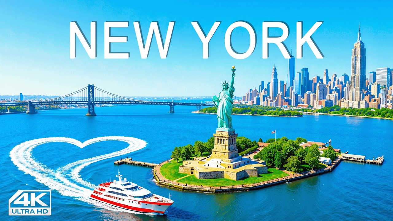 [4K] New York 🇺🇸 Manhattan from Above | Statue of Liberty, Central Park & Epic Skyline