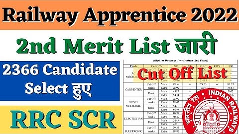 RRC SCR Apprentice 2nd Document Verification List 2022, Railway Apprentice Cut Off 2022, RRC SCR