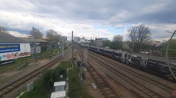 Class 387 Heathrow Express Train Passing West Ealing Junction at Speed Towards London Paddington