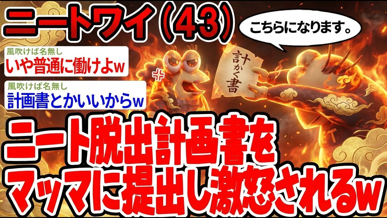 【アホの殿堂】 ニート脱出計画書をマッマに提出し激怒されるwwww  【2ch爆笑スレ】