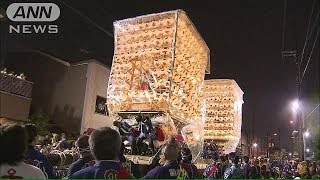 巨大な山車をぶつけ合う「けんか山」富山・高岡市(14/05/16)