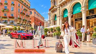 MILAN ITALY 💰 Main fashion streets / View & Sound / Ambient shopping Walk 4K ASMR / Europa Update