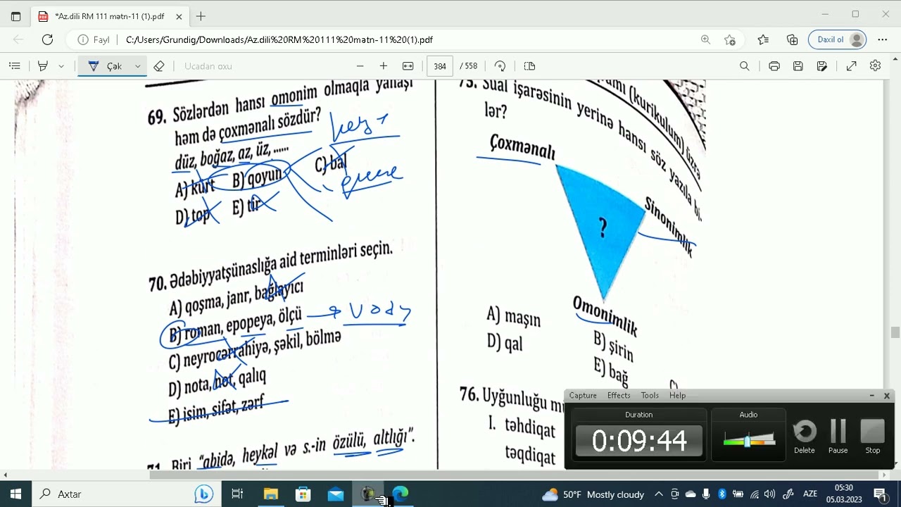 RM Leksika test izahı 50-100 suallar.Elnur Mehdili 051 785 15 25