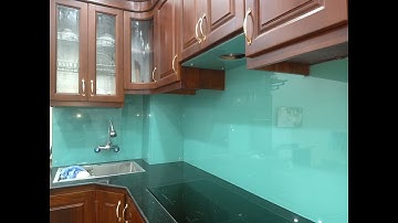 Kính Ốp Bếp Màu Xanh Ngọc HL Lắp đặt Tại Cầu Bươu