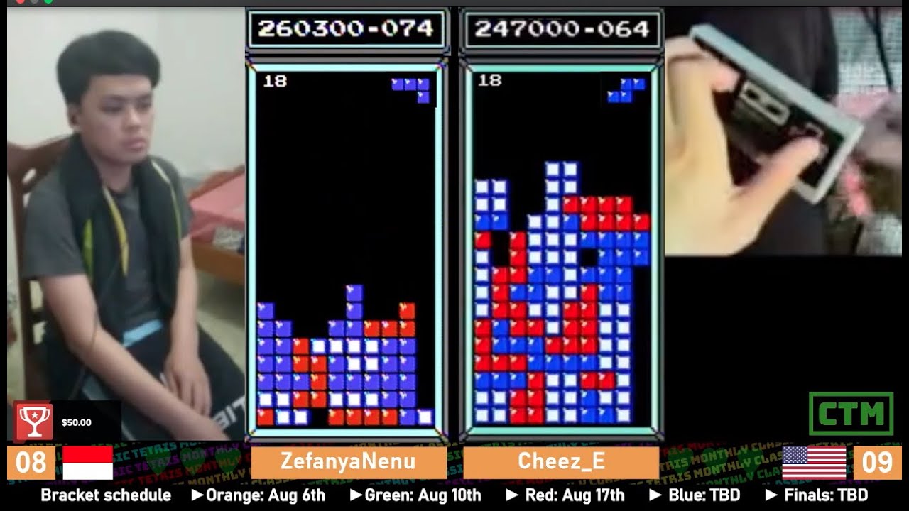 Masters Orange Bracket: Nenu, Cheez, Fractal, Noodle – Classic Tetris Monthly August 2021
