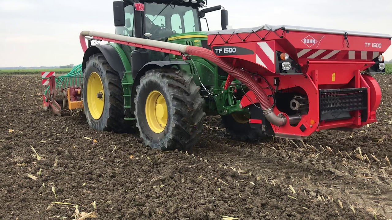 Lieven Vanheule uit maldegem spitten en zaaien met john deere 6215R & gramegna krukas spitter