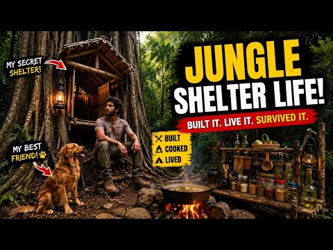     Hidden Tree House in the Jungle | Cooking & Survival With My Dog 🐕🔥 | #shelter #youtube 