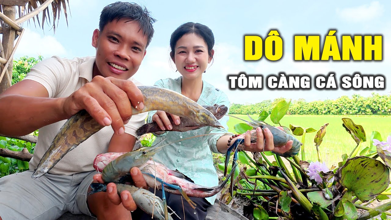 🔴 Đem Tôm Càng Cá Sông Về Đồng Lai Rai Cùng Các Chú | Cẩm Hằng