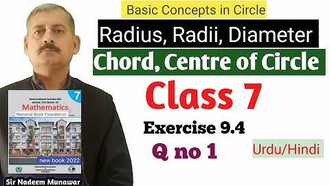 Class 7 Exercise 9.4 Q no 1  radii diameters chords and centre of circles Ex 9.4 sir nadeem Munawar