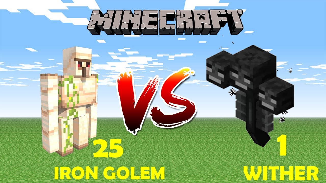 Minecraft Iron Golem VS Wither Full fight ! First time play minecraft