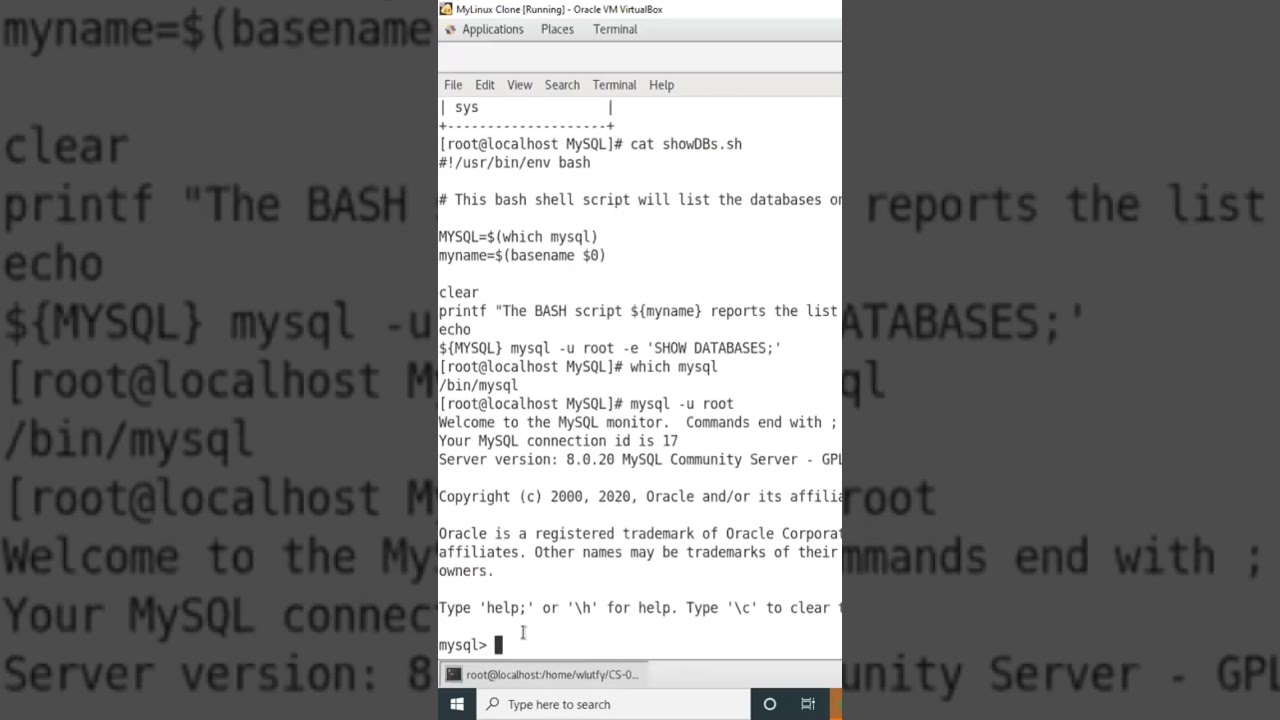 BASH Shell Script to list all instances of MySQL database and How to also  do it from Command Line - YouTube
