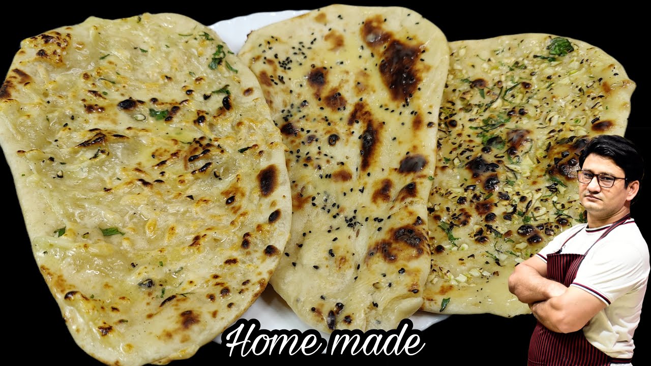 ढाबा Style  तीन तरह के तंदूरी नान घर पर बनाना हुआ आसान | Tandoori naan | Garlic Naan | Cheese Naan