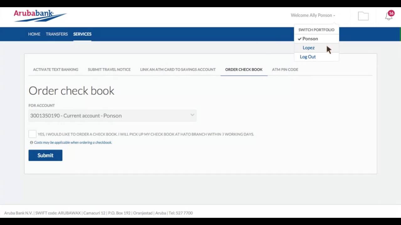 order a new check book with aruba bank online papiamento youtube