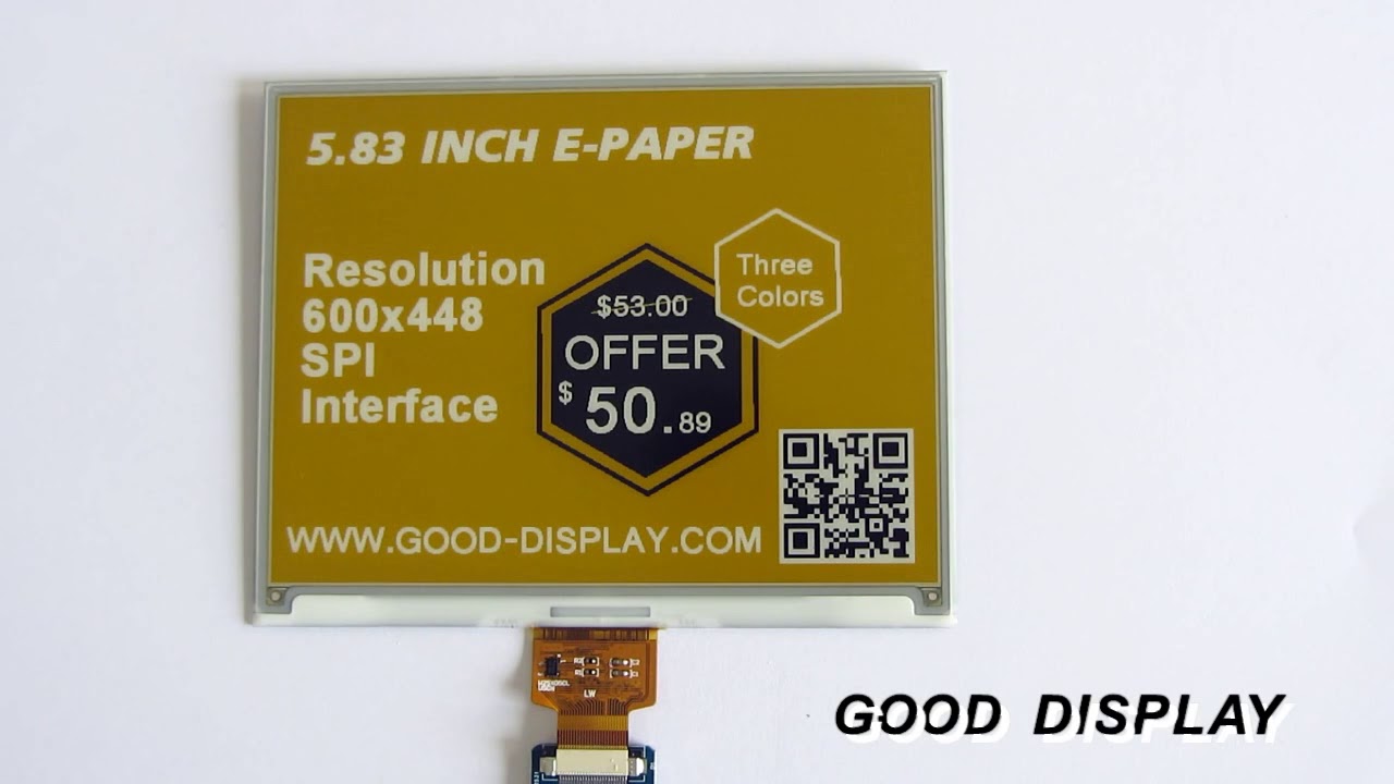 5.83 inch e-paper display| black white and yellow| GDEW0583C64,3