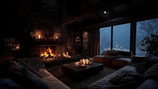 Warm Inside, Snow Outside | A Quiet Winter Room & Steady Fire (3 Hours)