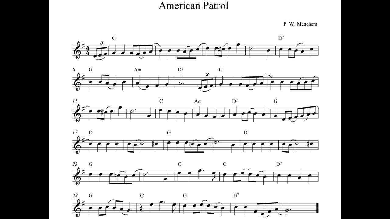 american patrol clarinet youtube american patrol piano sheet music