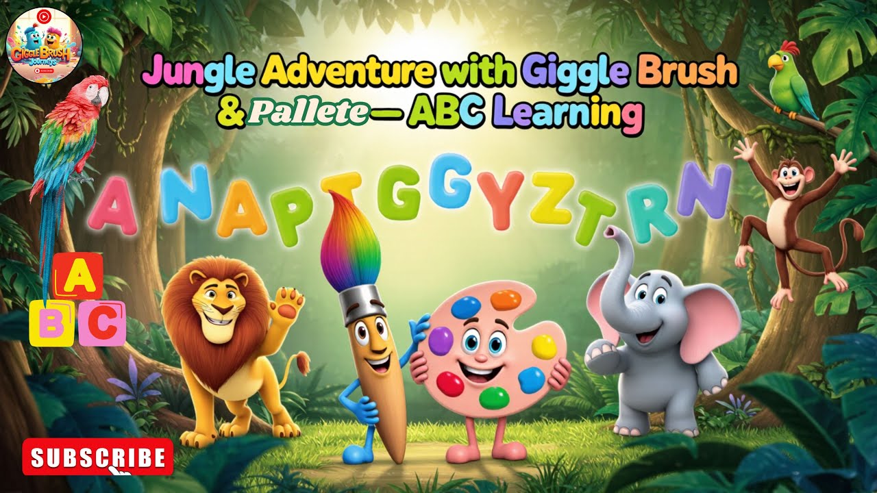 “Jungle ABC Train Adventure 🚂 | Alphabet with Giggle Brush & Palette | Fun Kids Learning 