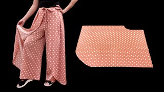 Cut and sew palazzo pants this way is very cool |  New design wrap pants with pleats