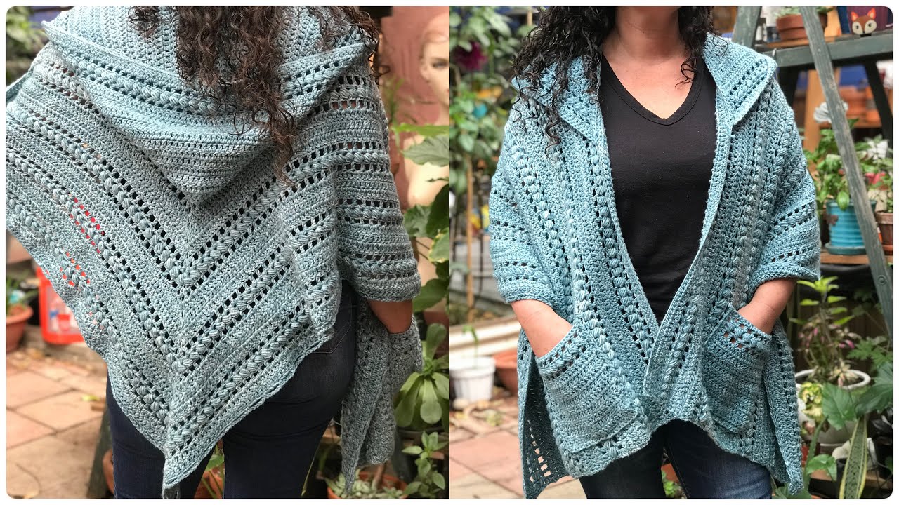 Juliette Hooded Pocket Shawl Crochet Tutorial RIGHT HANDED 