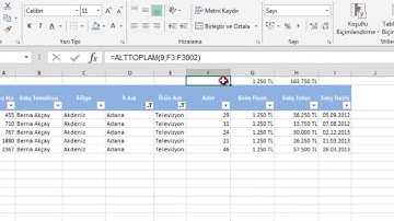ALTTOPLAM FONKSİYONU (SUBTOTAL)