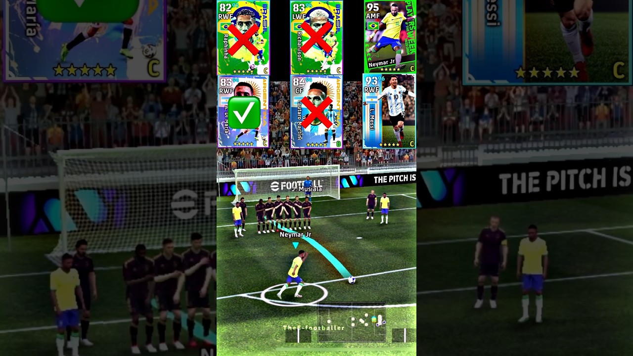 Brazil 🇧🇷vs Argentina 🇦🇷 underwall free-kick challenge🔥🔥🔥#efootball #efootball2023 #pes2021