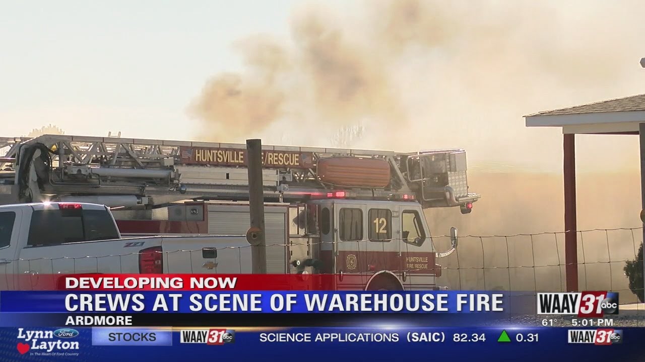 Crews at Scene of Warehouse Fire - YouTube