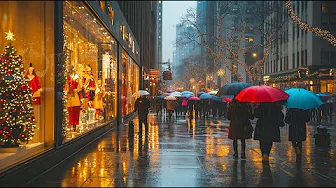 Rainy Holiday Walk on NYC's 5th Avenue 🌧️✨ | Christmas Vibes in the City