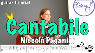Cantabile Fingerstyle Guitar Tutorial with On-Screen TAB - Niccolo Paganini