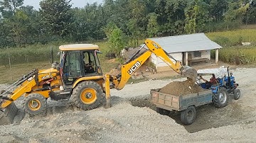JCB Machine Amazing Work on Sandy Place - JCB Loading Gravel in Tractor - JCB Backhoe 3DX at Work 4