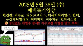 2025-05-28(수) - 매매복기(한진칼, 비큐AI ,티씨머티리얼즈, 한텍, 두산에너빌리티, 나우로보틱스, 피아이이, 지투파워, 에이비엘바이오, 한화시스템)