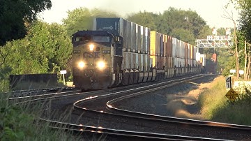 CSX Double Stack Train Heads West Past New Signal Bridge 4K