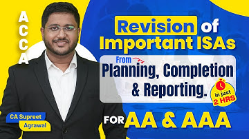 Last Day Revision (LDR) for ACCA AA & AAA | Planning, Completion, Reporting | CA Supreet Agrawal