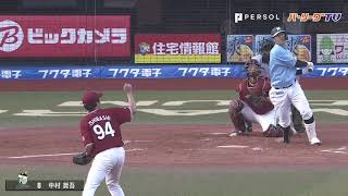 100点です!! 中村の 「芸術的な内角打ち」をマルチアングルで