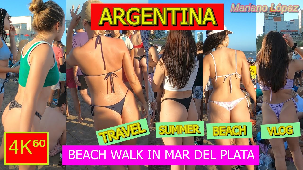 4K⁶⁰ - 👉 BEACH WALK (Playa Grande) 🏖️ - ARGENTINA - Mar del Plata - SUMMER - Travel ☀️
