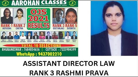 RANK 3 ASSISTANT DIRECTOR LAW-RASHMI PRAVA MOHAPATRA-AAROHAN CLASSES-7684054656