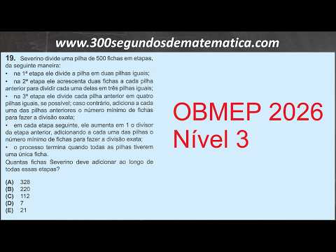 OBMEP 2026 - Severino divides a stack of 500 tokens into stages, as follows.
