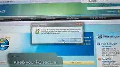 Window Internet Explorer 7 Security Tip - Active X Opt-In