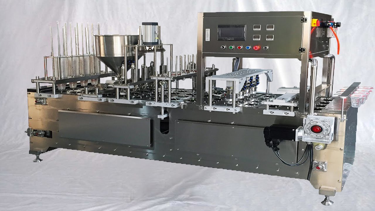 Linear cups filling sealing machine liquid filler sealer system Full