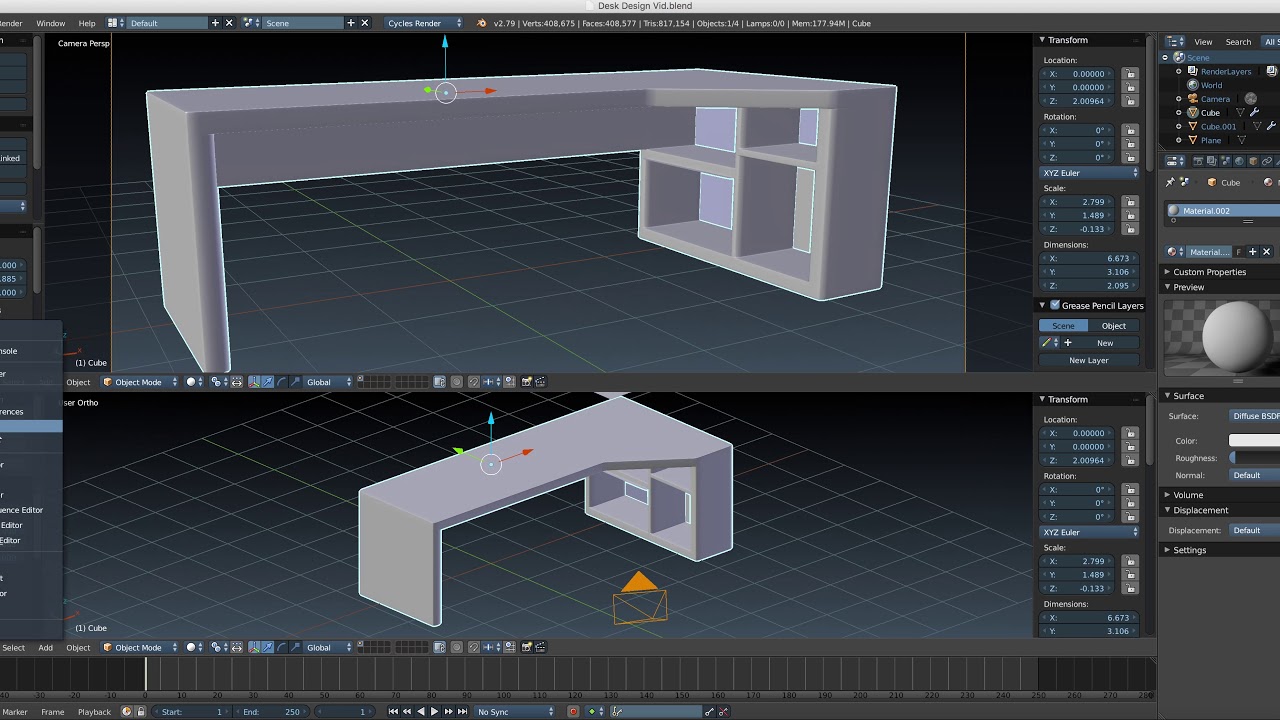 How to make a desk in blender - YouTube