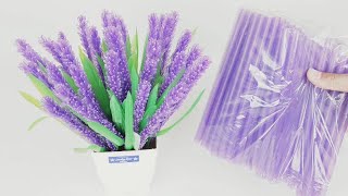 Bunga Hias Lavender dari Sedotan