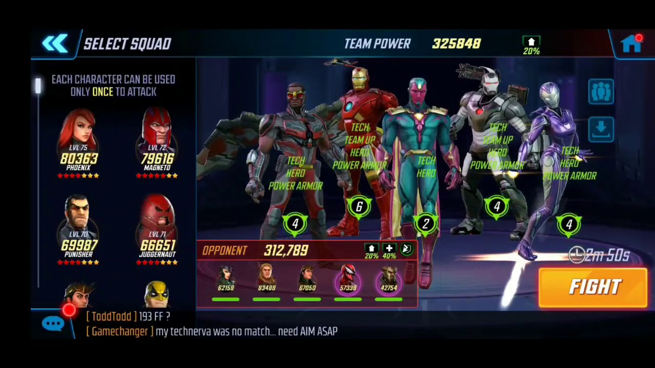 AW Offense 325k Power Armor vs 312k Asgardians Marvel Strike Force