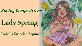 Coloring Book Lady Spring - Spring Compositios- Grazia Salvo