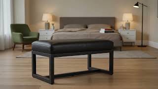 Black Leather Bench for a Calm Modern Interior