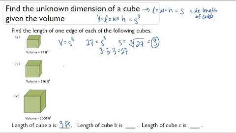 Find the unknown dimension of a cube given the volume